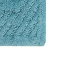 Diagonal Racetrack 100% Cotton Reversible Bath Rug 20" X 30" Aqua By Knightsbridge