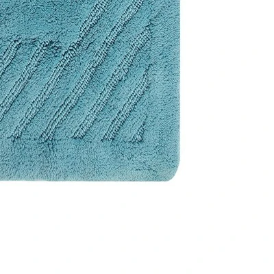 Diagonal Racetrack 100% Cotton Reversible Bath Rug 20" X 30" Aqua By Knightsbridge 3 Diagonal Racetrack 100% Cotton Reversible Bath Rug 20" X 30" Aqua By Knightsbridge