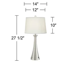 360 Lighting Karl Modern Table Lamps 27 1/2" Tall Set Of 2 Brushed Nickel With USB And Outlet White Drum Shade For Bedroom Living Room House Bedside 14 360 Lighting Karl Modern Table Lamps 27 1/2" Tall Set Of 2 Brushed Nickel With USB And Outlet White Drum Shade For Bedroom Living Room House Bedside -Home Decoration Shop GUEST c5c46c83 8a21 4884 894e c0bc13dfbe8e