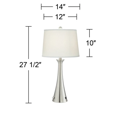 360 Lighting Karl Modern Table Lamps 27 1/2" Tall Set Of 2 Brushed Nickel With USB And Outlet White Drum Shade For Bedroom Living Room House Bedside 7 360 Lighting Karl Modern Table Lamps 27 1/2" Tall Set Of 2 Brushed Nickel With USB And Outlet White Drum Shade For Bedroom Living Room House Bedside - Image 5