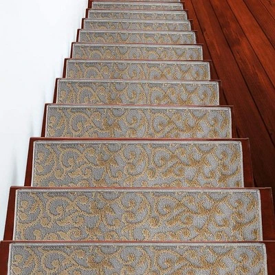 Sussexhome Leaves Collection Non-Slip Carpet Stair Treads For Wooden Steps, 9" X 28"