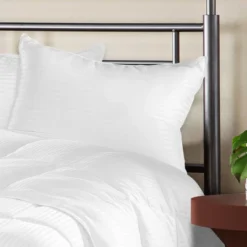 Traditional 1cm Stripe Microfiber Down Alternative 2-Piece Pillow Set - Blue Nile Mills