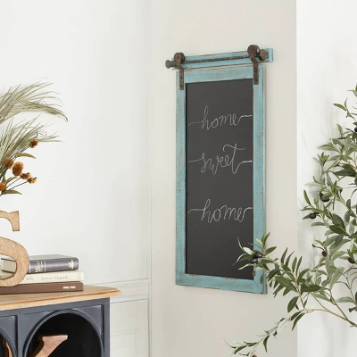 Wood Sign Wall Decor With Chalkboard Blue - Olivia & May 4 Wood Sign Wall Decor With Chalkboard Blue - Olivia & May - Image 2