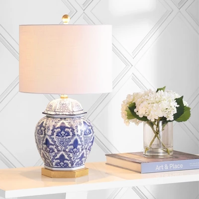 25" Ceramic/Metal Gretchen Ginger Jar Table Lamp (Includes LED Light Bulb) Blue - JONATHAN Y 3 25" Ceramic/Metal Gretchen Ginger Jar Table Lamp (Includes LED Light Bulb) Blue - JONATHAN Y