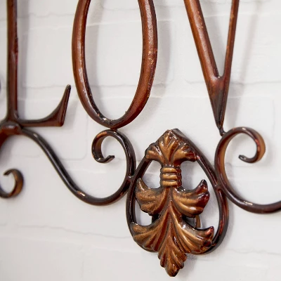 28" X 21" Traditional Metal Live Laugh Love Wall Décor Brown - Olivia & May 4 28" X 21" Traditional Metal Live Laugh Love Wall Décor Brown - Olivia & May - Image 2