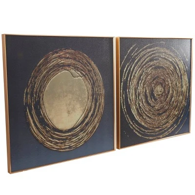 Set Of 2 Porcelain Starburst Swirl Framed Wall Arts With Gold Aluminum Frame - CosmoLiving By Cosmopolitan 4 Set Of 2 Porcelain Starburst Swirl Framed Wall Arts With Gold Aluminum Frame - CosmoLiving By Cosmopolitan - Image 2