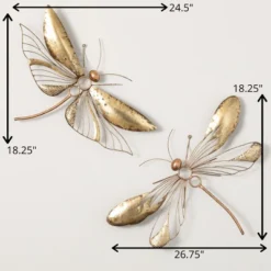 18.25"H Sullivans Gold Dragonfly Wall Decor Set Of 2, Gold -Home Decoration Shop GUEST d7ac4294 1802 487d 8fd9 9108a3d7fd57