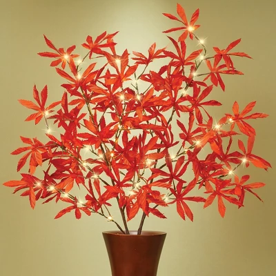 Collections Etc LED Lighted Decorative Fall Branches Set 3 Collections Etc LED Lighted Decorative Fall Branches Set