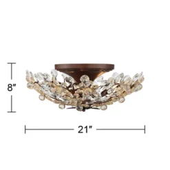 Vienna Full Spectrum Blooms Vintage Ceiling Light Semi Flush Mount Fixture 21" Wide Weathered Brown 5-Light For Bedroom Kitchen Living Room Hallway -Home Decoration Shop GUEST d8df1358 b7bf 4b37 ba8c 8dc84ab984d0