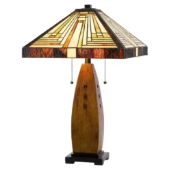 27" Resin Contemporary Mission Table Lamp With Tiffany Glass Shade - Cal Lighting -Home Decoration Shop GUEST dae3b65b e9bf 4dc9 bcd8 40ca7e26e839