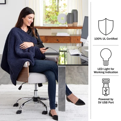 Heated Blanket 2-Pack - USB-Powered Fleece Throw Blankets For Travel, Home, Office, Or Camping - Winter Car Accessories By Stalwart (Navy Blue) 8 Heated Blanket 2-Pack - USB-Powered Fleece Throw Blankets For Travel, Home, Office, Or Camping - Winter Car Accessories By Stalwart (Navy Blue) - Image 6