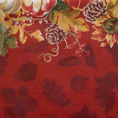 Swaying Leaves Bordered Fall Tablecloth - Red/White - Elrene Home Fashions 4 Swaying Leaves Bordered Fall Tablecloth - Red/White - Elrene Home Fashions - Image 2