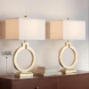 360 Lighting Modern Table Lamps 28 1/2" Tall Set Of 2 With USB Charging Port Brushed Gold Open Ring White Shade For Bedroom Living Room House Bedside -Home Decoration Shop GUEST dda5ab7d 73f9 48f7 9bb4 7d54d9e4f299