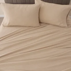 Great Bay Home Cotton Heathered Solid Flannel Sheet Set