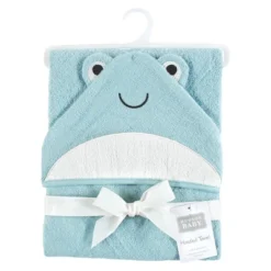 Hudson Baby Unisex Baby Cotton Animal Face Hooded Towel, Cool Frog, One Size