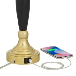 360 Lighting Kamila Traditional Table Lamps 27" Tall Set Of 2 Gold Black With Dual USB Charging Ports White Drum Shade For Bedroom Bedside Family Desk -Home Decoration Shop GUEST df731a95 8e5a 400d 8faa d444be0f7d6c