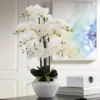 Dahlia Studios Potted Faux Artificial Flowers Realistic White Phalaenopsis Orchid In White Ceramic Pot Home Decoration 29" High -Home Decoration Shop GUEST e0c0966c 0706 4cd0 b59d 80c6bb1fab58