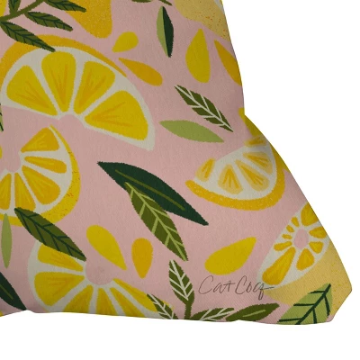 16"x16" Cat Coquillette Lemon Blooms Square Throw Pillow Pink - Deny Designs 4 16"x16" Cat Coquillette Lemon Blooms Square Throw Pillow Pink - Deny Designs - Image 2