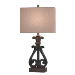Brampton Open Scroll Design Table Lamp With Rectangle Shade Blue - StyleCraft