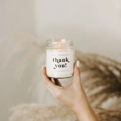 Sweet Water Decor Thank You Ecru Label 9oz Clear Jar Soy Candle 4 Sweet Water Decor Thank You Ecru Label 9oz Clear Jar Soy Candle - Image 2