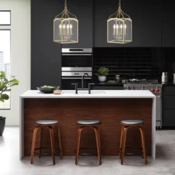 11" LED 4-light Ruth Classic Lantern Metal/Glass Pendant Antique Gold - JONATHAN Y -Home Decoration Shop GUEST e40fe0df 5954 4af9 ae1d aa20df1bc342