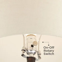 Franklin Iron Works Murphy Rustic Industrial Accent Table Lamp Miner Lantern 23" High Red Bronze Oatmeal Fabric Shade For Bedroom Living Room Office -Home Decoration Shop GUEST e483afa8 774f 47dd b6f1 6b16ce8f5d0f