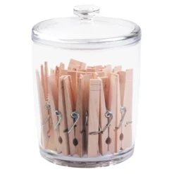 MDesign Plastic Laundry Shelf Storage Organizer Jar Holder Set, 3 Pack - Clear -Home Decoration Shop GUEST e4f0dbef c474 43d2 b727 ea59cc545cae