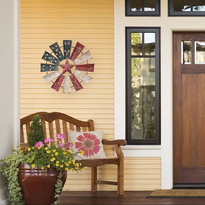 Patriotic Windmill Metal Wall Decor - Alpine Corporation 3 Patriotic Windmill Metal Wall Decor - Alpine Corporation
