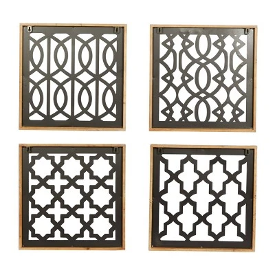 Set Of 4 Metal Geometric Cut-out Wall Decors Black - Olivia & May 6 Set Of 4 Metal Geometric Cut-out Wall Decors Black - Olivia & May - Image 4