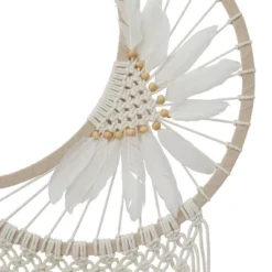 42" X 14" Cotton Macrame Handmade Intricately Woven Dreamcatcher Wall Decor With Beaded Fringe Tassels White - Olivia & May -Home Decoration Shop GUEST e9307cfa e7ba 4fcc a51a 71c3fe2d945c