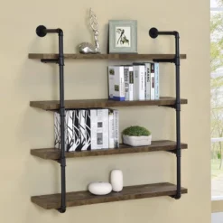 39" Elmcrest 4 Shelf Wall Bookcase With Black Frame - Coaster