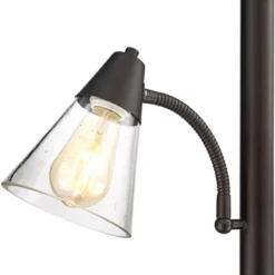 Franklin Iron Works Warwick Industrial Torchiere Floor Lamp With Side Lights 71 1/2" Tall Tiger Bronze LED Clear Seedy Glass For Living Room Reading -Home Decoration Shop GUEST ea3e2832 aa93 4608 867e b86e755fc252