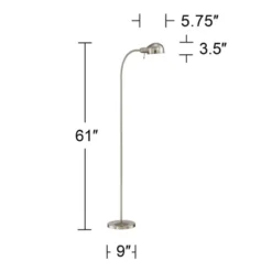 360 Lighting Ridley Modern Floor Lamp Standing 61" Tall Satin Nickel Metal Adjustable Gooseneck Arm For Living Room Reading Bedroom Office House Home 13 360 Lighting Ridley Modern Floor Lamp Standing 61" Tall Satin Nickel Metal Adjustable Gooseneck Arm For Living Room Reading Bedroom Office House Home -Home Decoration Shop GUEST ee778d00 3726 44ed 8ca7 9cefd86021ce