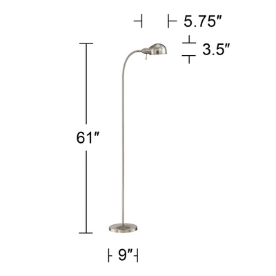 360 Lighting Ridley Modern Floor Lamp Standing 61" Tall Satin Nickel Metal Adjustable Gooseneck Arm For Living Room Reading Bedroom Office House Home 7 360 Lighting Ridley Modern Floor Lamp Standing 61" Tall Satin Nickel Metal Adjustable Gooseneck Arm For Living Room Reading Bedroom Office House Home - Image 5
