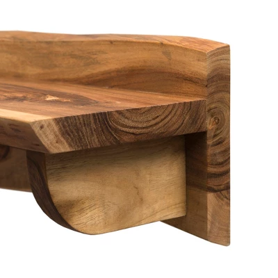 Alpine Live Edge Wood Mantel Shelf Natural Brown - Alaterre Furniture 4 Alpine Live Edge Wood Mantel Shelf Natural Brown - Alaterre Furniture - Image 2