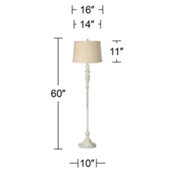 360 Lighting Vintage Shabby Chic Floor Lamp 60" Tall Antique White Washed Burlap Drum Shade For Living Room Reading Bedroom Office -Home Decoration Shop GUEST f1a9c4fa 1b41 4544 a1ee eb3557015181