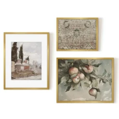 Americanflat 3 Piece Vintage Gallery Wall Art Set - Apple Tree Watercolor, Southern Austria, Afghan Rug By Maple + Oak -Home Decoration Shop GUEST f1f5f20a 9ce9 4e1f a17a fe19b7642821