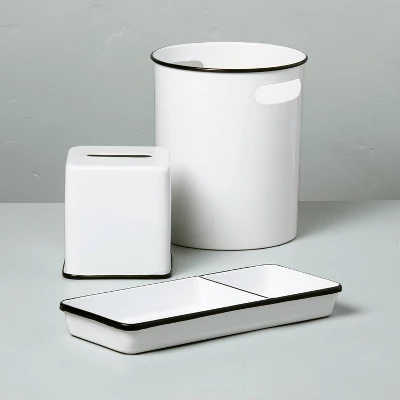 Metal Bath Wastebasket White/Black - Hearth & Hand™ With Magnolia 4 Metal Bath Wastebasket White/Black - Hearth & Hand™ With Magnolia - Image 2