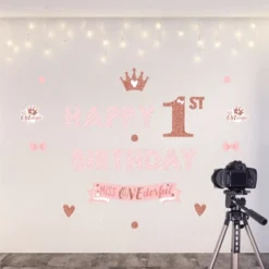 Big Dot Of Happiness 1st Birthday Little Miss Onederful - Peel And Stick Girl First Birthday Party Decoration - Wall Decals Backdrop -Home Decoration Shop GUEST f5d117fc 6ff0 49db ab2d d859c94dd1e3