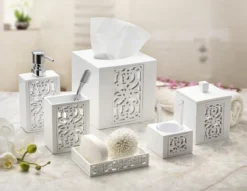 Creative Scents Mirror Janette White 4 Piece Bathroom Accessories Set -Home Decoration Shop GUEST f6792753 a375 4d80 8604 e12d39425557