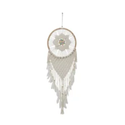 Cotton Macrame Handmade Intricately Woven Dreamcatcher Wall Decor With Beaded Fringe Tassels White - Olivia & May -Home Decoration Shop GUEST f711a1c0 f613 4942 83cd 00467a195c33