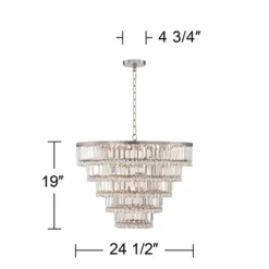 Vienna Full Spectrum Magnificence Satin Nickel Chandelier 24 1/2" Wide Modern Faceted Crystal Glass 15-Light LED Fixture For Dining Room House Kitchen -Home Decoration Shop GUEST f7d7ad5d 7e8b 43f6 9cc2 37fc825d15dd