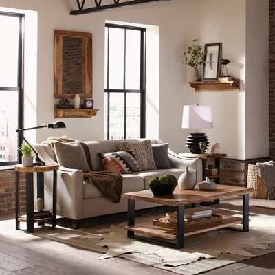 Alpine Live Edge Wood Mantel Shelf Natural Brown - Alaterre Furniture 5 Alpine Live Edge Wood Mantel Shelf Natural Brown - Alaterre Furniture - Image 3