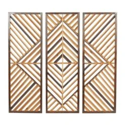 Set Of 3 Wood Geometric Slatted Wood Design Wall Decors Brown - Olivia & May -Home Decoration Shop GUEST f8645333 2208 4905 855c f5194ec7aae8