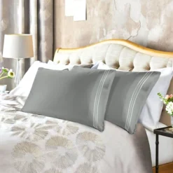 PiccoCasa Combed Cotton Embroidered Solid Pillowcases 2 Pcs -Home Decoration Shop GUEST f9857b66 886c 4efa 8a63 369b3045af34