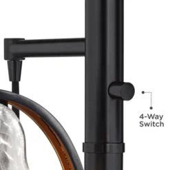 Uttermost Modern Industrial Floor Lamp 73 1/2" Tall Matte Black 3-Light Marbleized Glass Drop Shade For Living Room Reading Family Bedroom Office Home -Home Decoration Shop GUEST fbb6c37a fbc4 4d01 872a 385c641bf564