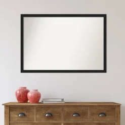 38" X 26" Non-Beveled Grace Narrow Bathroom Wall Mirror Brushed Metallic Black - Amanti Art -Home Decoration Shop GUEST fc35de2d cba6 46de b9c7 b7c2c7a94e76