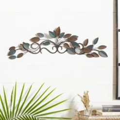 10" X 35" Metal Leaf Wall Decor Blue - Olivia & May -Home Decoration Shop GUEST fcda893c e84e 455b bdfe f8780e75e8f8