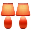 9.45" 2pk Petite Ceramic Oblong Bedside Table Desk Lamps With Matching Tapered Drum Shade Orange - Creekwood Home